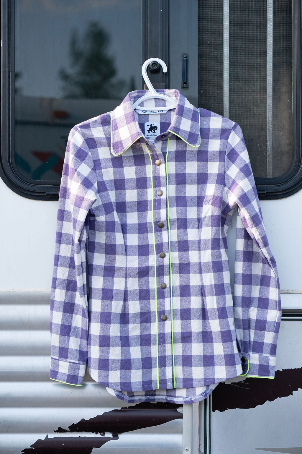 Iris Gingham with Neon Piping Shirt