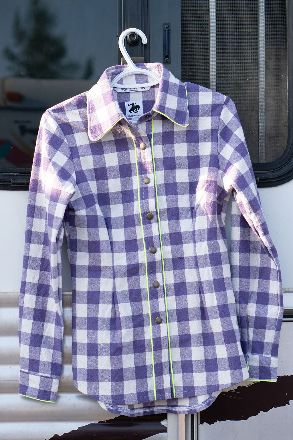 Iris Gingham with Neon Piping Shirt