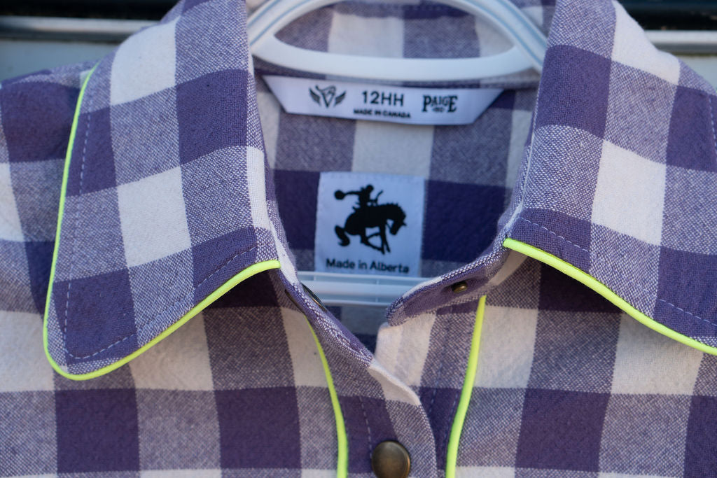 Iris Gingham with Neon Piping Shirt