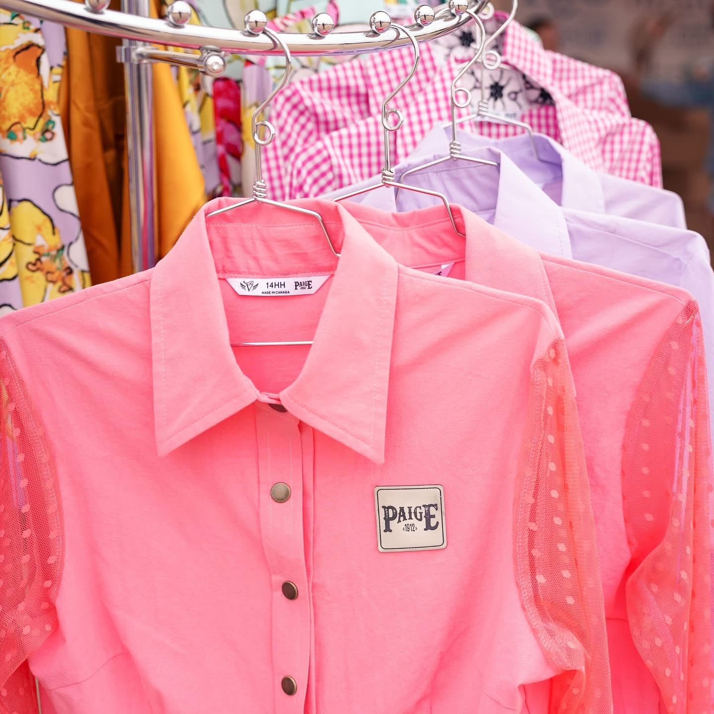 London Coral Shirt with Tulle Sleeves