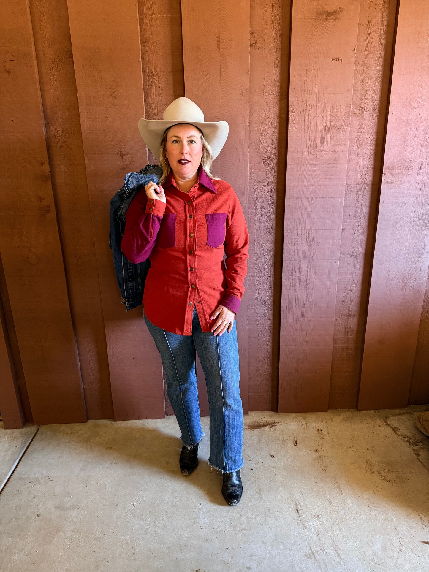 Brick + Berry Color Block Shirt