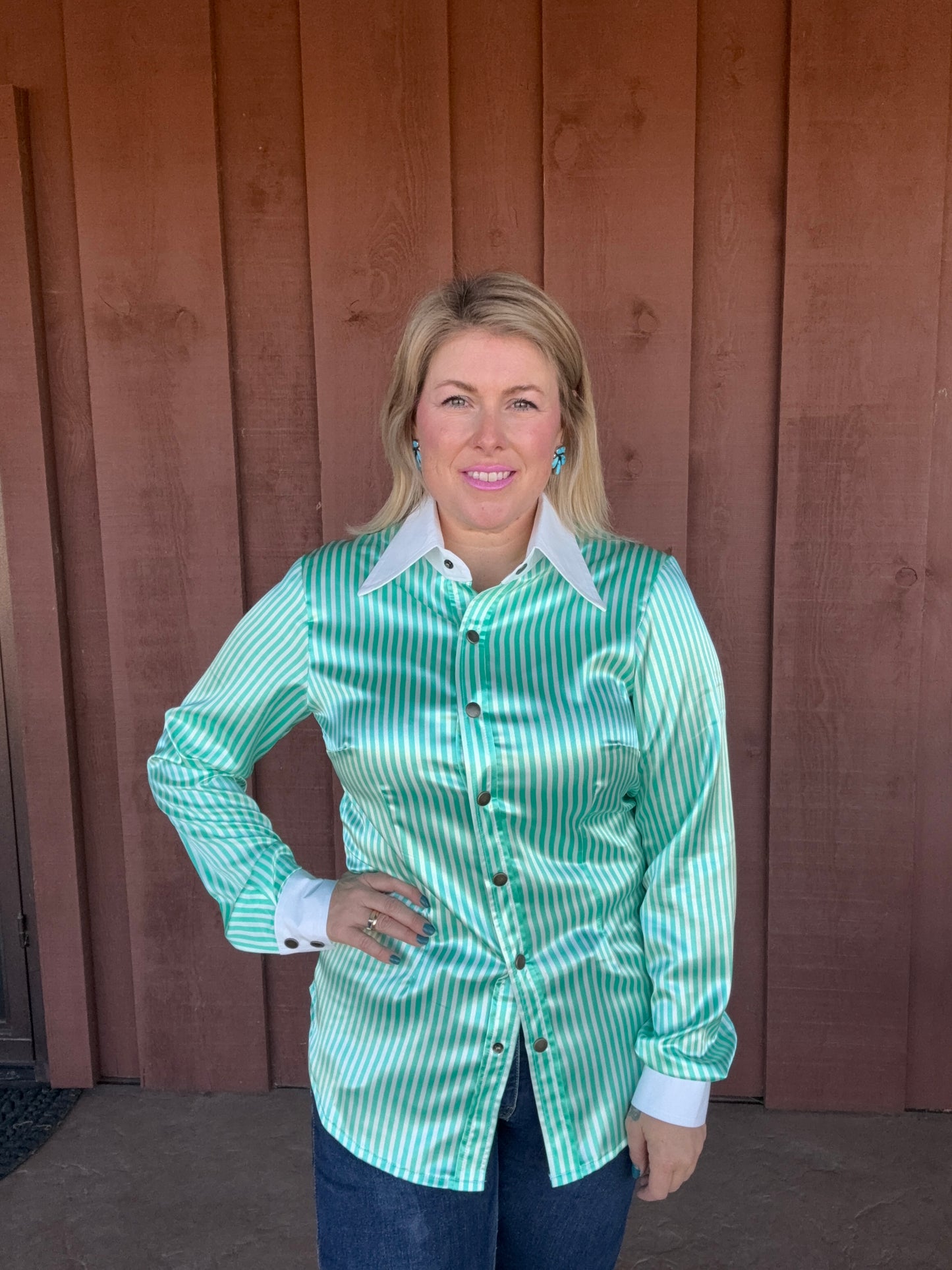 London Teal Stripe Shirt