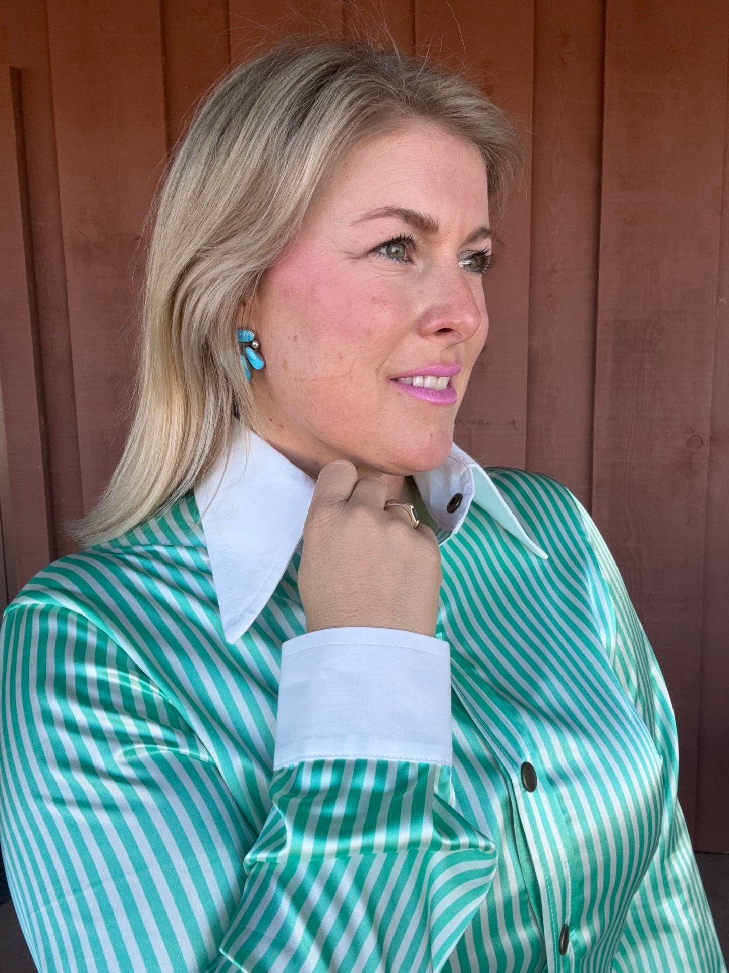 London Teal Stripe Shirt