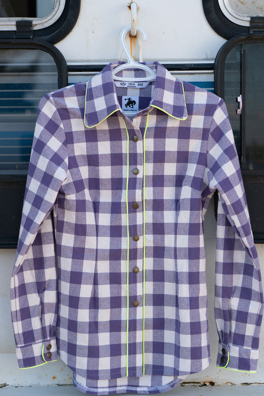 Iris Gingham with Neon Piping Shirt